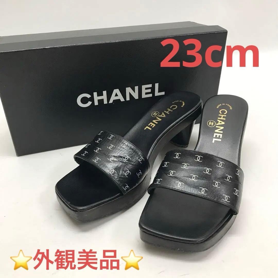 ☆外観美品☆CHANEL サンダル オープントゥ ココマーク サイズ36 黒