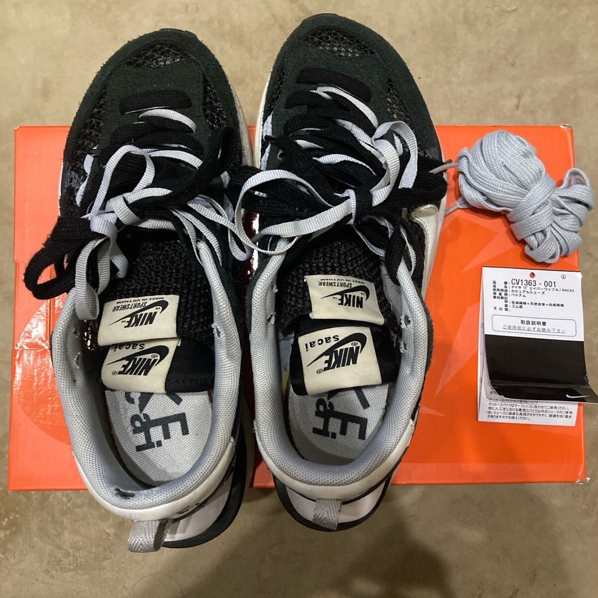 nike sacai VAPORWAFFLE ヴェイパーワッフル 24cm 白黒