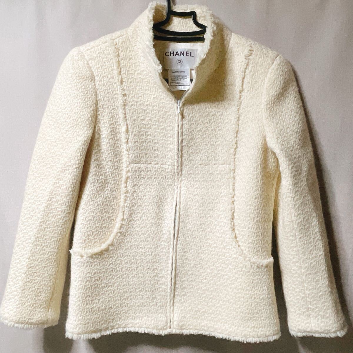 CHANEL シャネル ツイードジャケット アイボリー04A 34サイズ 