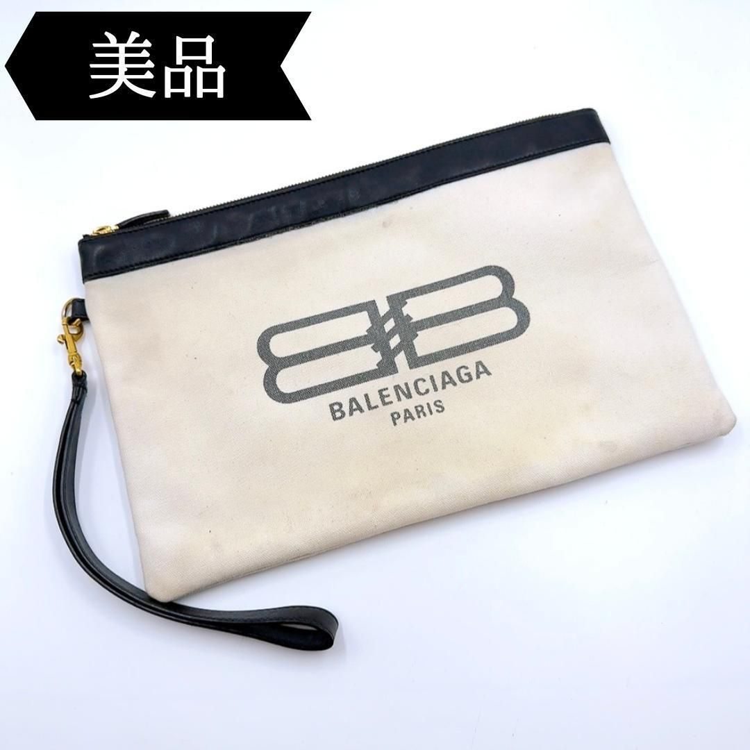 ◇バレンシアガ◇695538/キャンバス×レザー/BBロゴ/クラッチバッグ