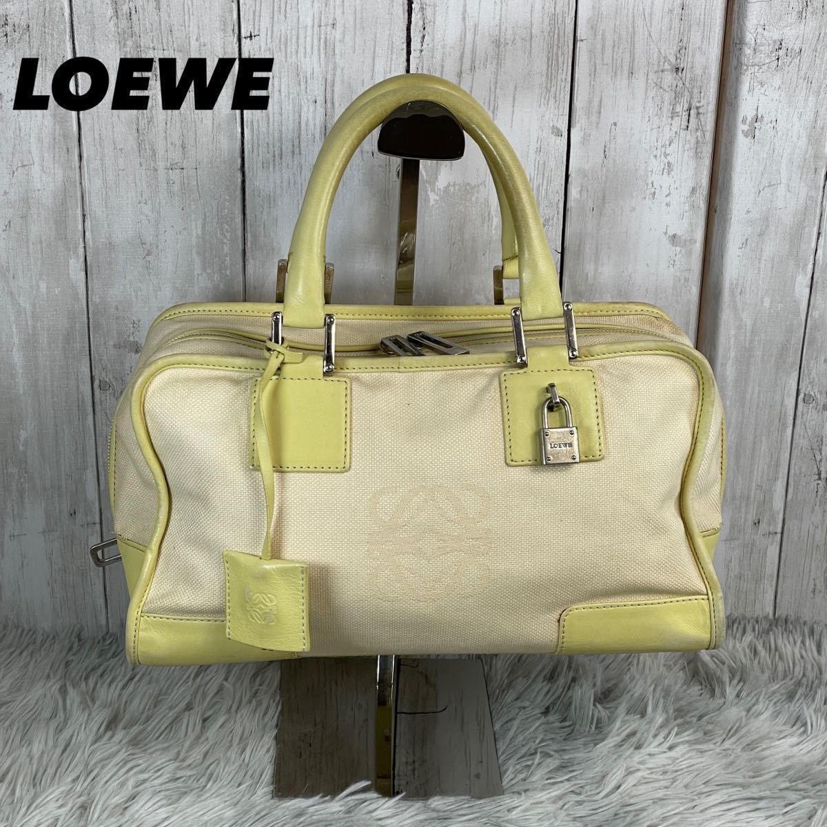 ●美品●LOEWE ロエベ　アマソナ　バイカラー　キャンバス×レザー　ハンドバッグ