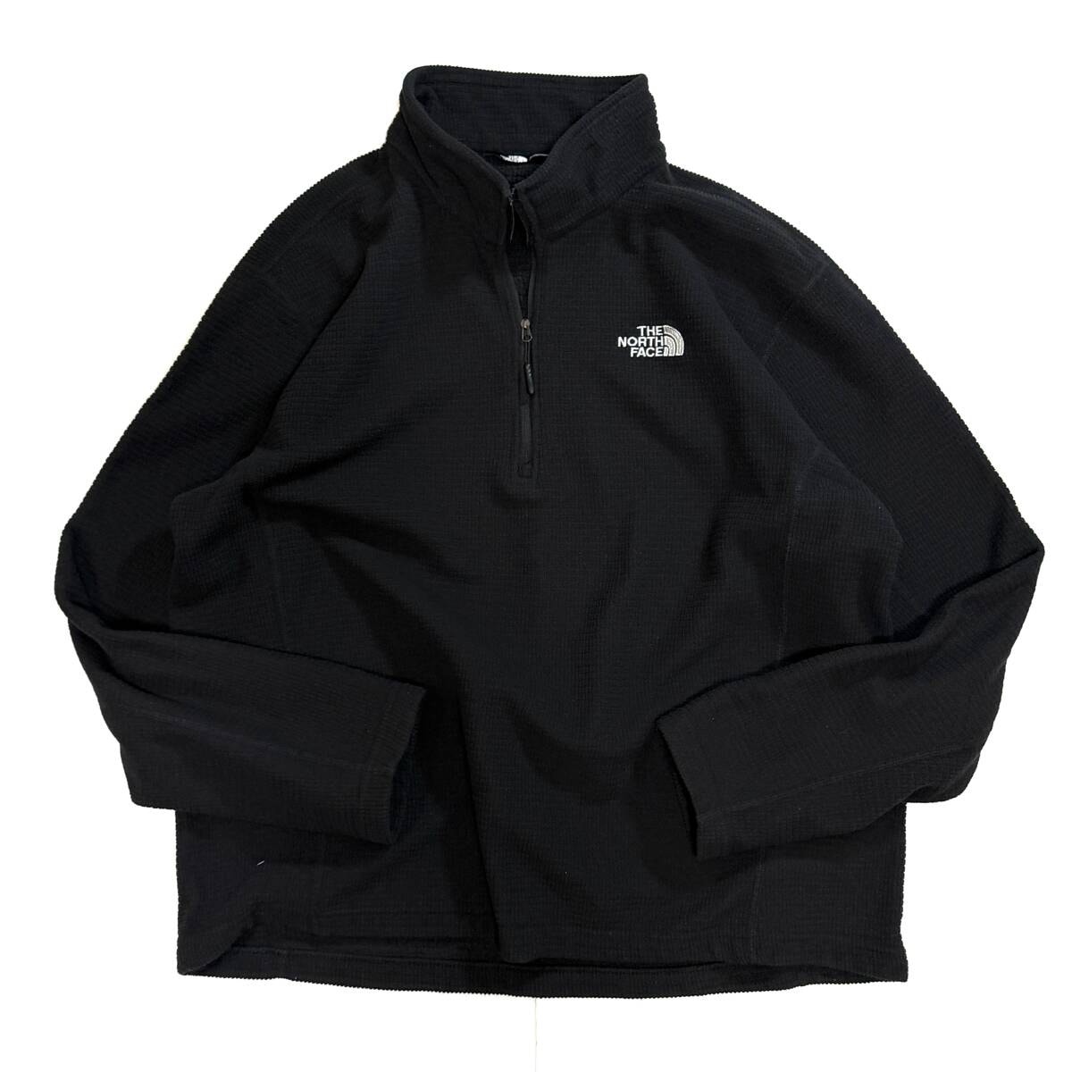 US企画 THE NORTH FACE ザノースフェイス ハーフジップ プルオーバー グリッドフリースジャケット メンズ XL ブラック 黒 US規格 p25123444