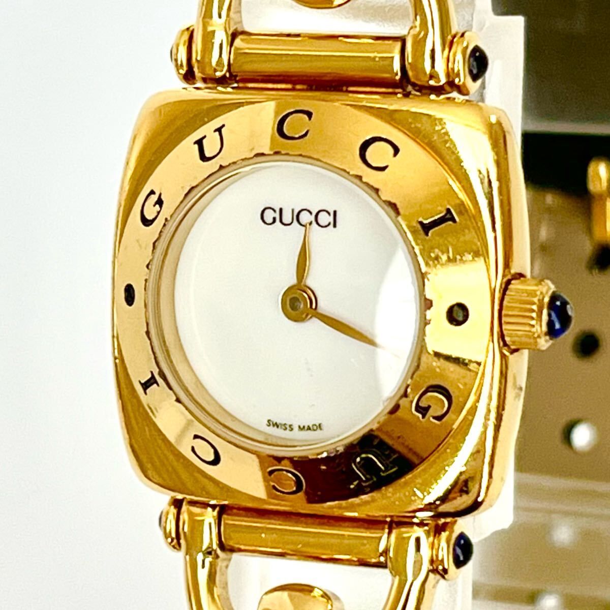 【稼働】磨き済み グッチ GUCCI 6300L レディース 腕時計 美品 電池新品 白文字盤 s1699