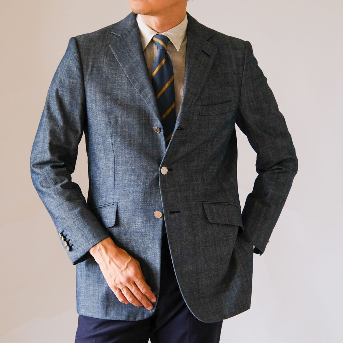 極美品dunhillダンヒル メタルボタンインディゴデニムジャケット50