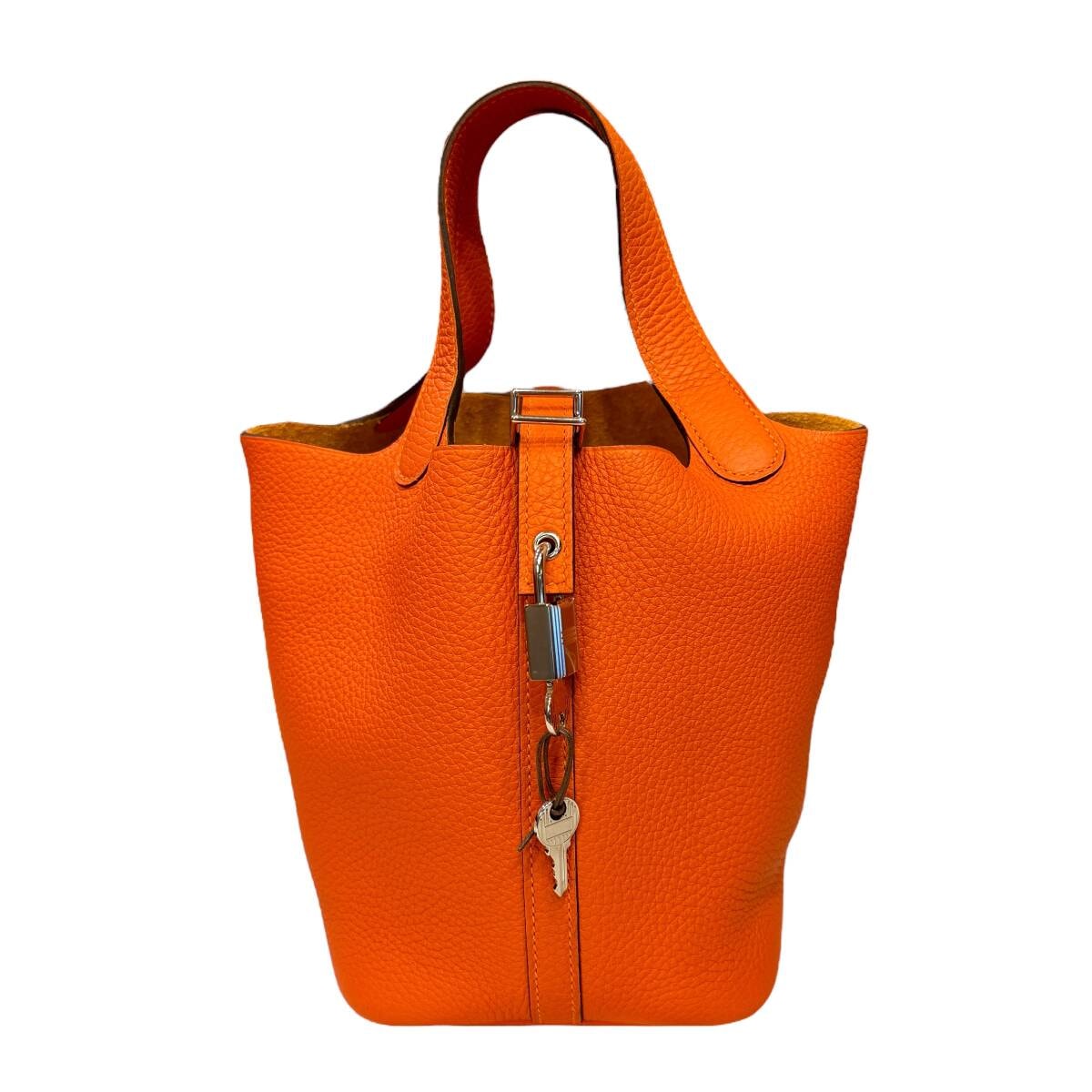 エルメス ピコタンロック PM フー オレンジ Z刻印 シルバー金具 極美品