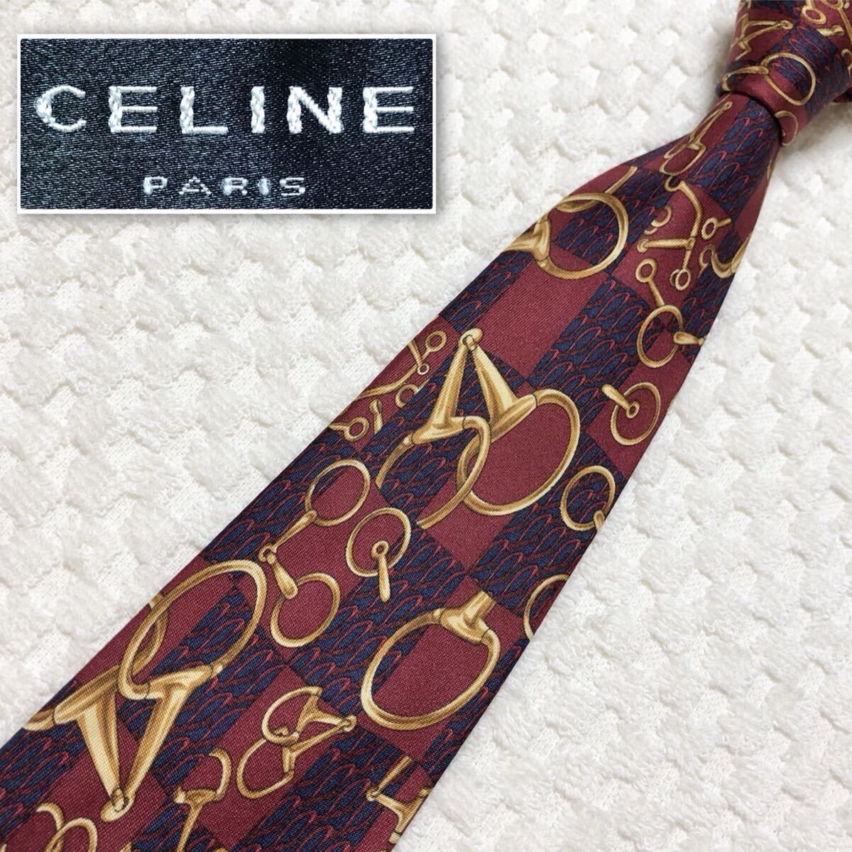 セリーヌ　CELINE クリップスカーフネクタイ 目立った傷や汚れなし】□美品□CELINE セリーヌ ネクタイ