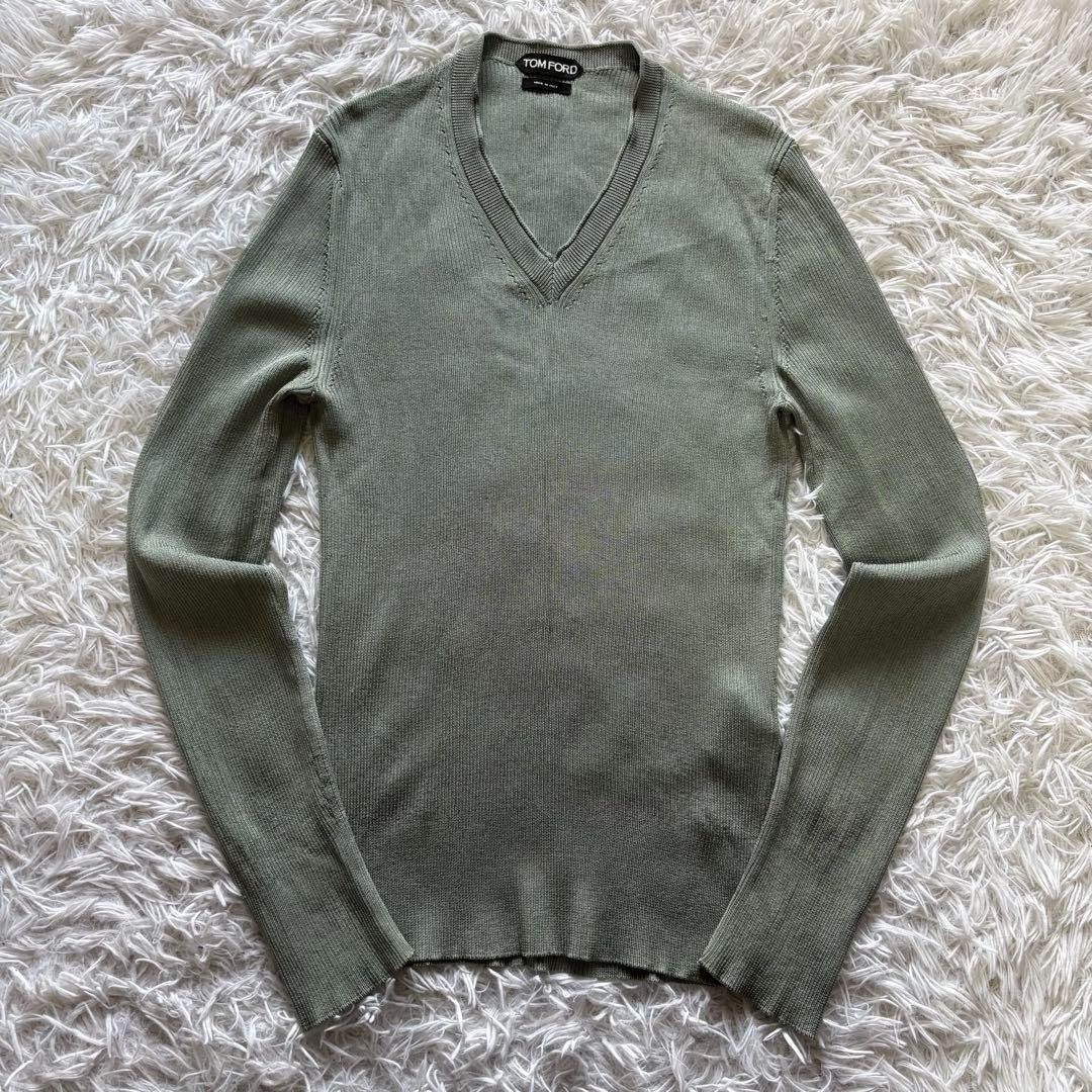 TOM FORD トムフォード カシミヤシルク Vネック ニットセーター 48 TOM FORD トムフォード Vネックニット カシミアシルク サイズ48