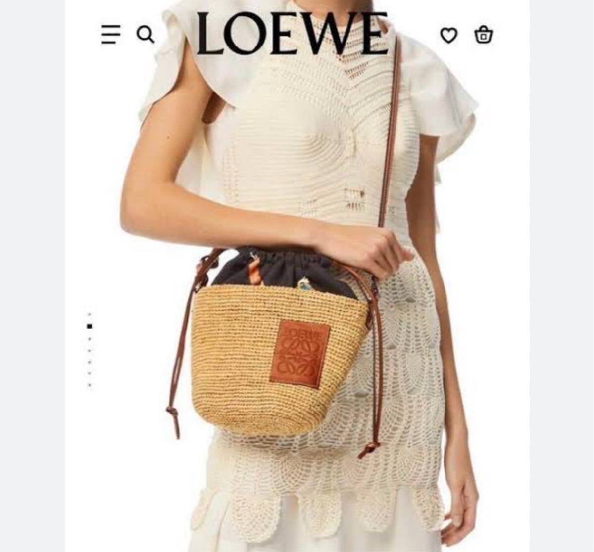 ロエベ　LOEWE　スリットポシェットバッグ（ラフィア＆カーフ）ショルダーバッグ　パウラズイビザコレクション　カゴバッグ　オウム　鳥　