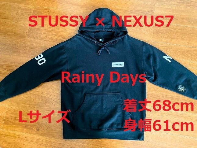 STUSSY × NEXUS7 Collaboration Hoodie Parka Rainy Days L ステューシー ネクサス レイニーデイズ ブラック コラボレーション パーカー
