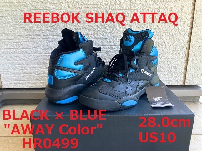 REEBOK SHAQ ATTAQ BKACK × BLUE AWAY Color 28.0cm US10 リーボック シャック アタック 黒 青 HR0499 ATTACK