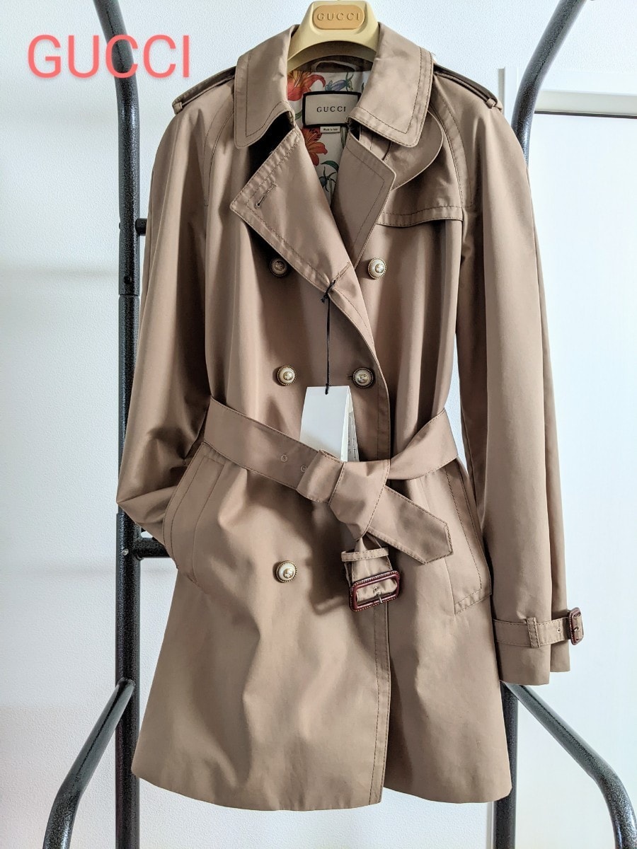 新品未使用タグ付　GUCCI ネイビー トレンチコート 在庫処分大セール】グッチ GUCCI ミリタリーコート ロング