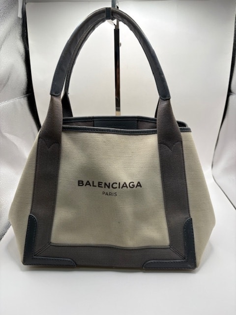 バレンシアガ Balenciaga ネイビーカバス グレー×ベージュ 339933　
