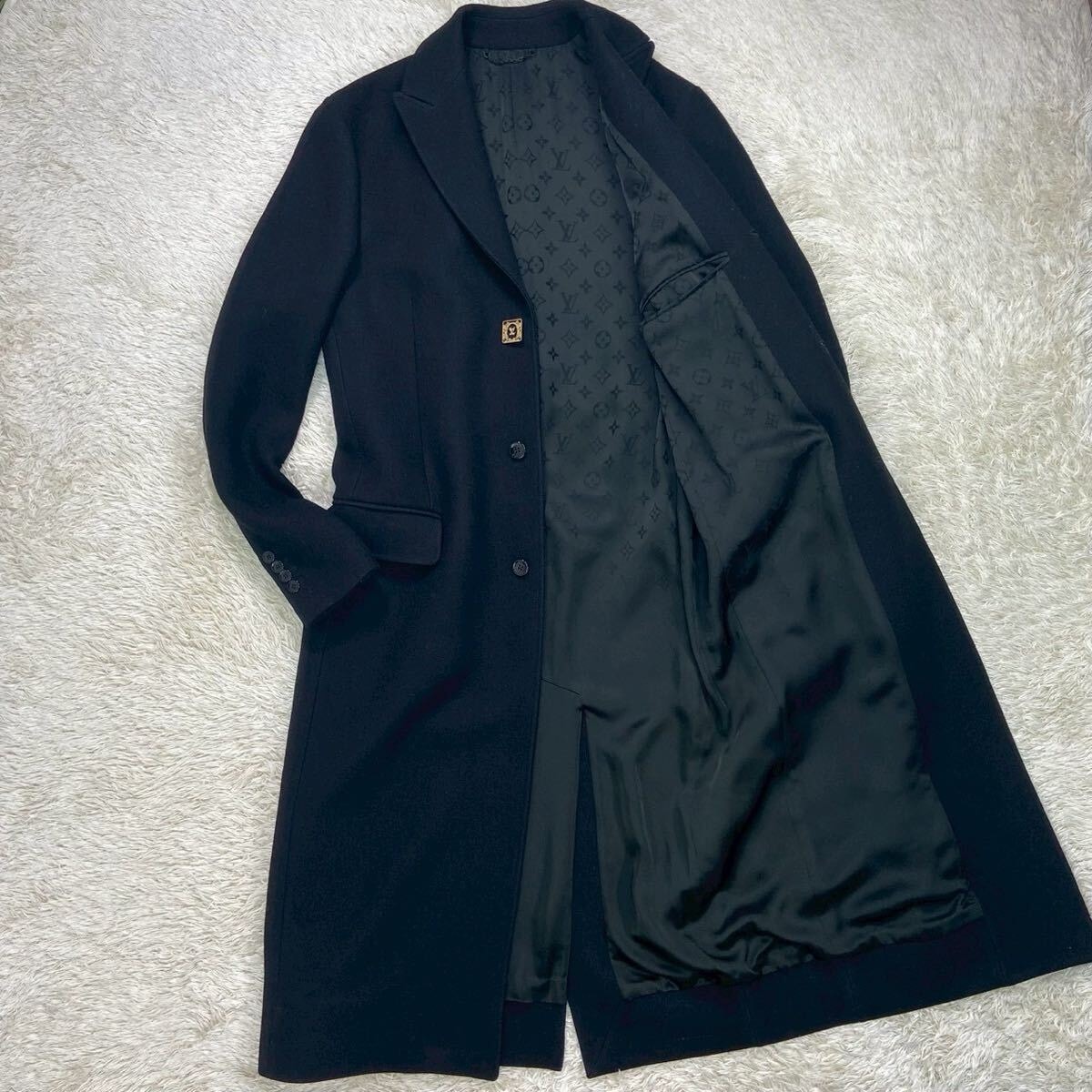 ルイヴィトン　チェスターコート　金ボタン　ウール　ヴィンテージ　ブラック　34 LOUIS VUITTON - 美品 ルイヴィトン LOUIS VUITTON コート
