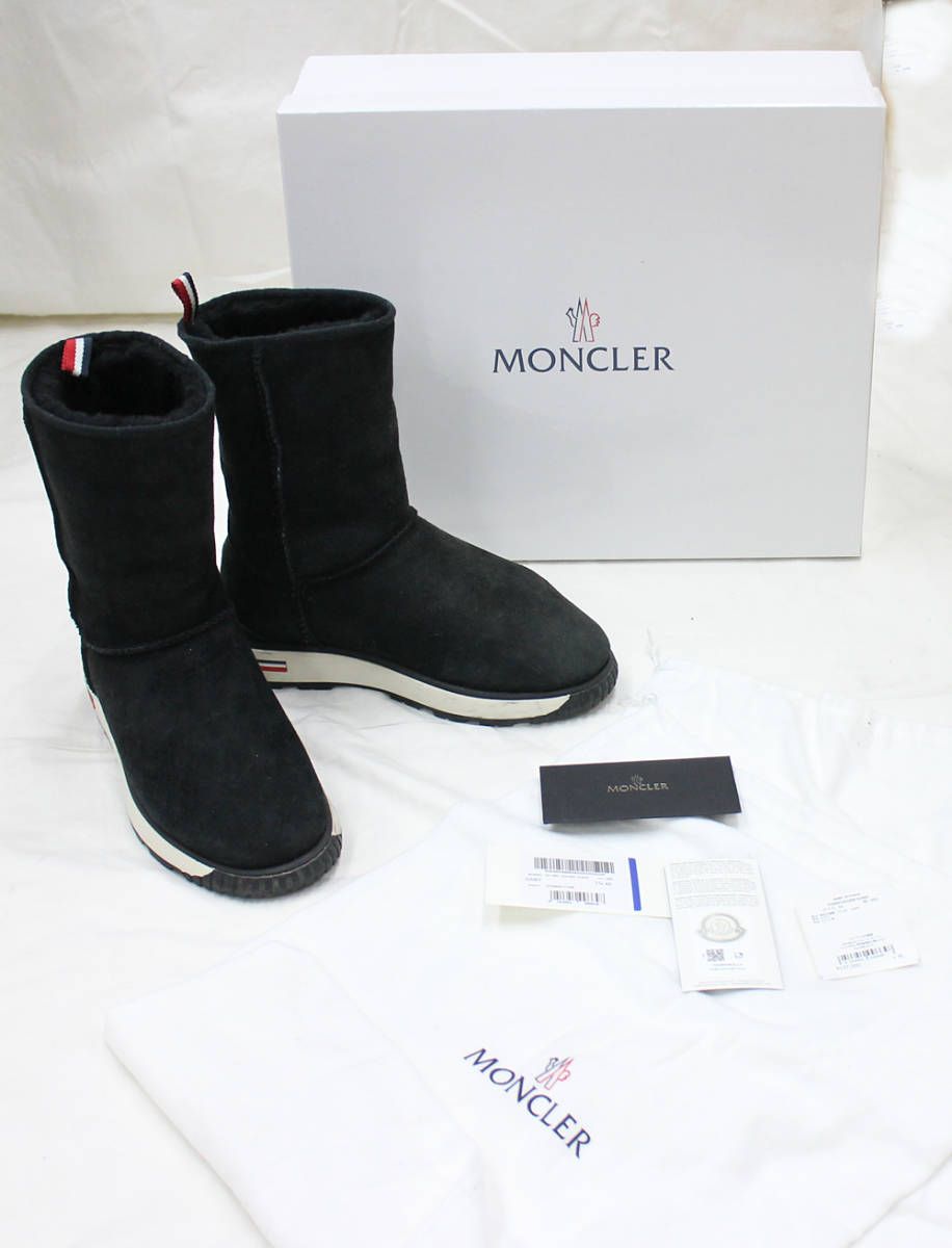 【MONCLER】モンクレール ムートンブーツ トリコロールソーム GABY ブラック　スェード メンズ サイズ 40（約25cm）