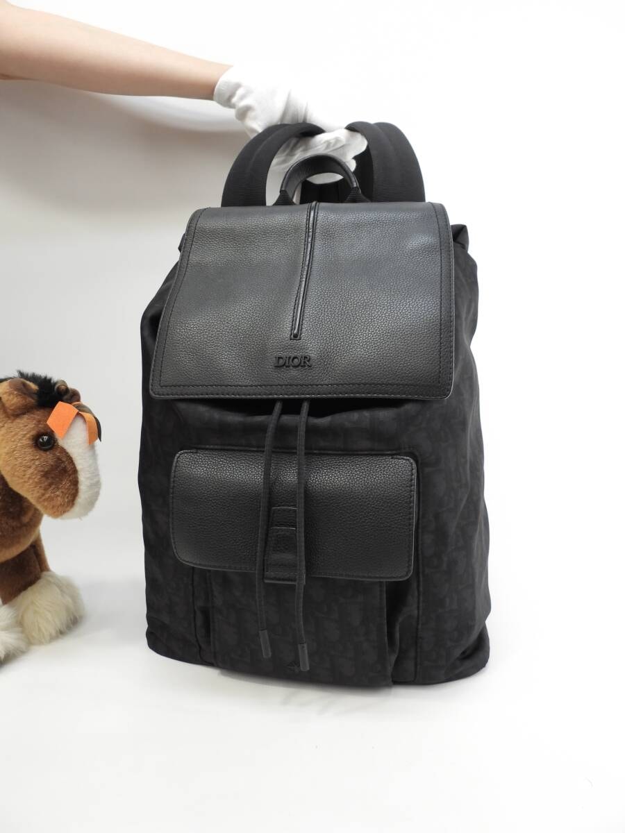 クリスチャンディオール バックパック Motion オブリーク黒 リュックサック 美品@ 2