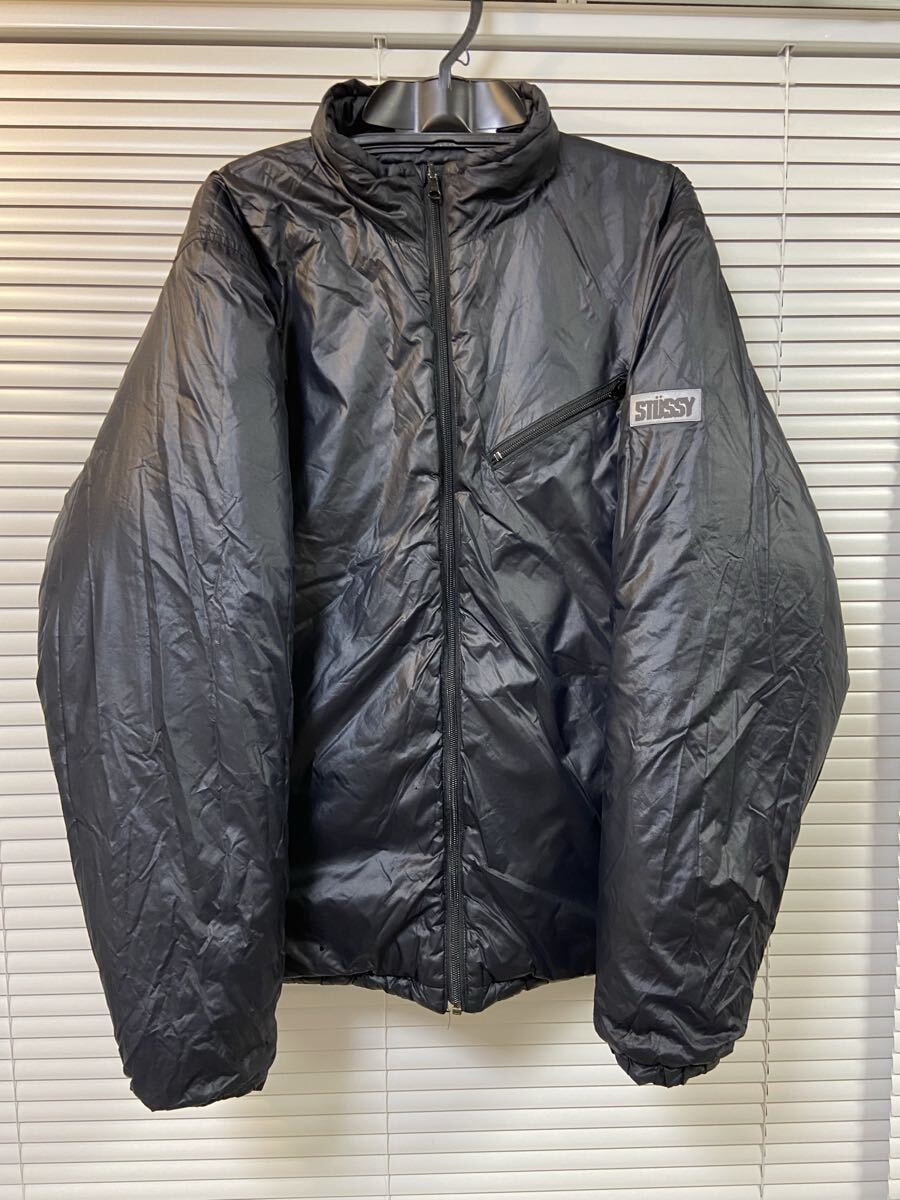 やや傷や汚れあり】STUSSY ダウンジャケット リバーシブル 銀