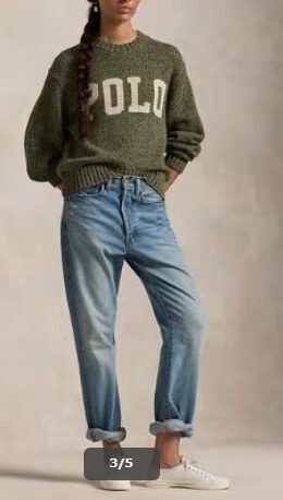 美品　POLO RALPH LAUREN　ロゴ コットン クルーネック セーター　Mサイズ　2025ss