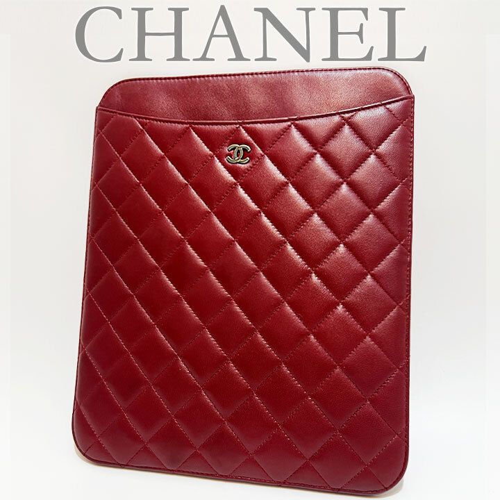 極美品鑑定済シリアル有 CHANEL iPadケース マトラッセ 赤