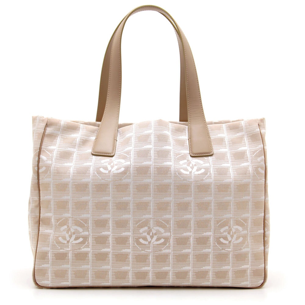 中古 良品 CHANEL シャネル トートバッグ ニュートラベルラインMM A15991 ベージュ系 ナイロンキャンバス ABランク A4対応 レディース