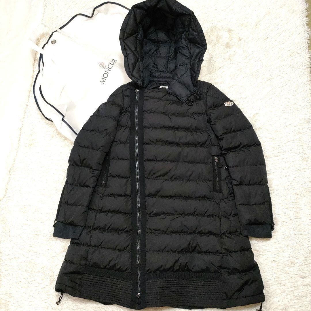 未使用★MONCLERモンクレール クリスタベル ロングダウンコート CHRISTABEL　黒　ブラック　Aライン　 ロゴワッペン　モンクレールジャパン