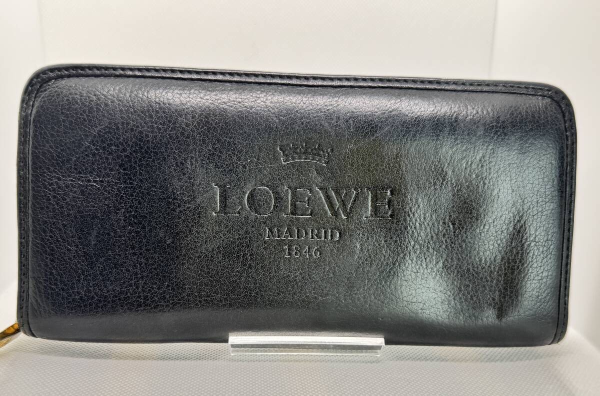 LOEWE ロエベ ヘリテージ レザー ラウンドファスナー 長財布 ブラック