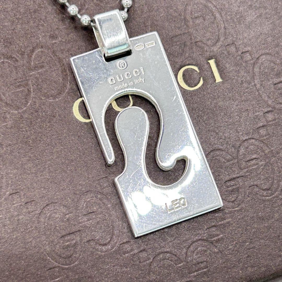 GUCCI グッチ 獅子座 プレート ボールチェーン チョーカー ネックレス シルバー 925