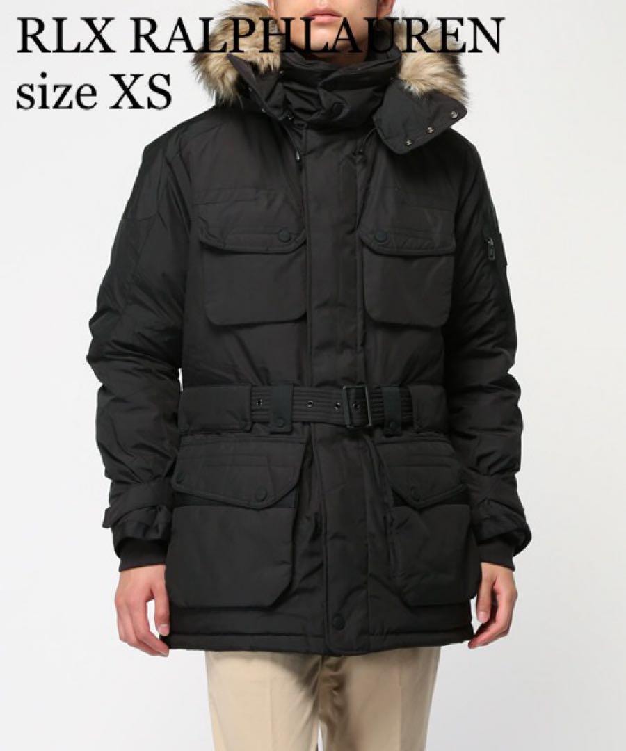美品 RLX RALPH LAUREN ラルフローレン ダウンジャケット ベルト付き フード 撥水加工 定価9万