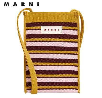 ○★新品未使用　MARNI (マルニ)　ストライプ柄　ミニショルダーバッグ　マスタード★○