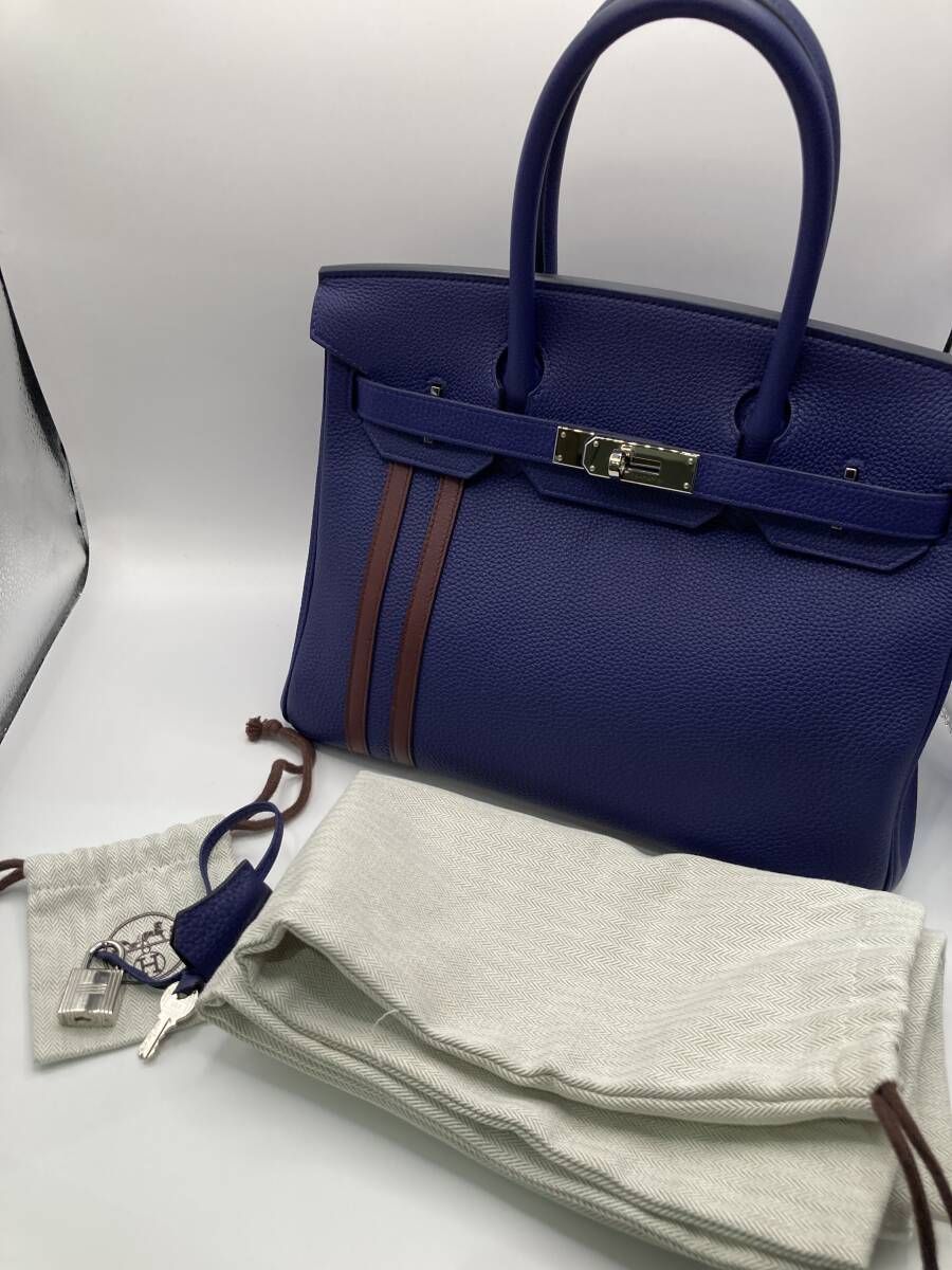 【美品】エルメス HERMES バーキン30 トゴ オフィサー ブルーアンクル×ルージュアッシュ C刻印