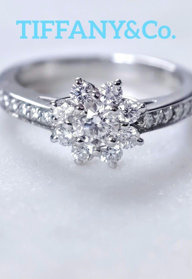 TIFFANY フローラ ダイヤ リング Pt950 4.5g jp8号