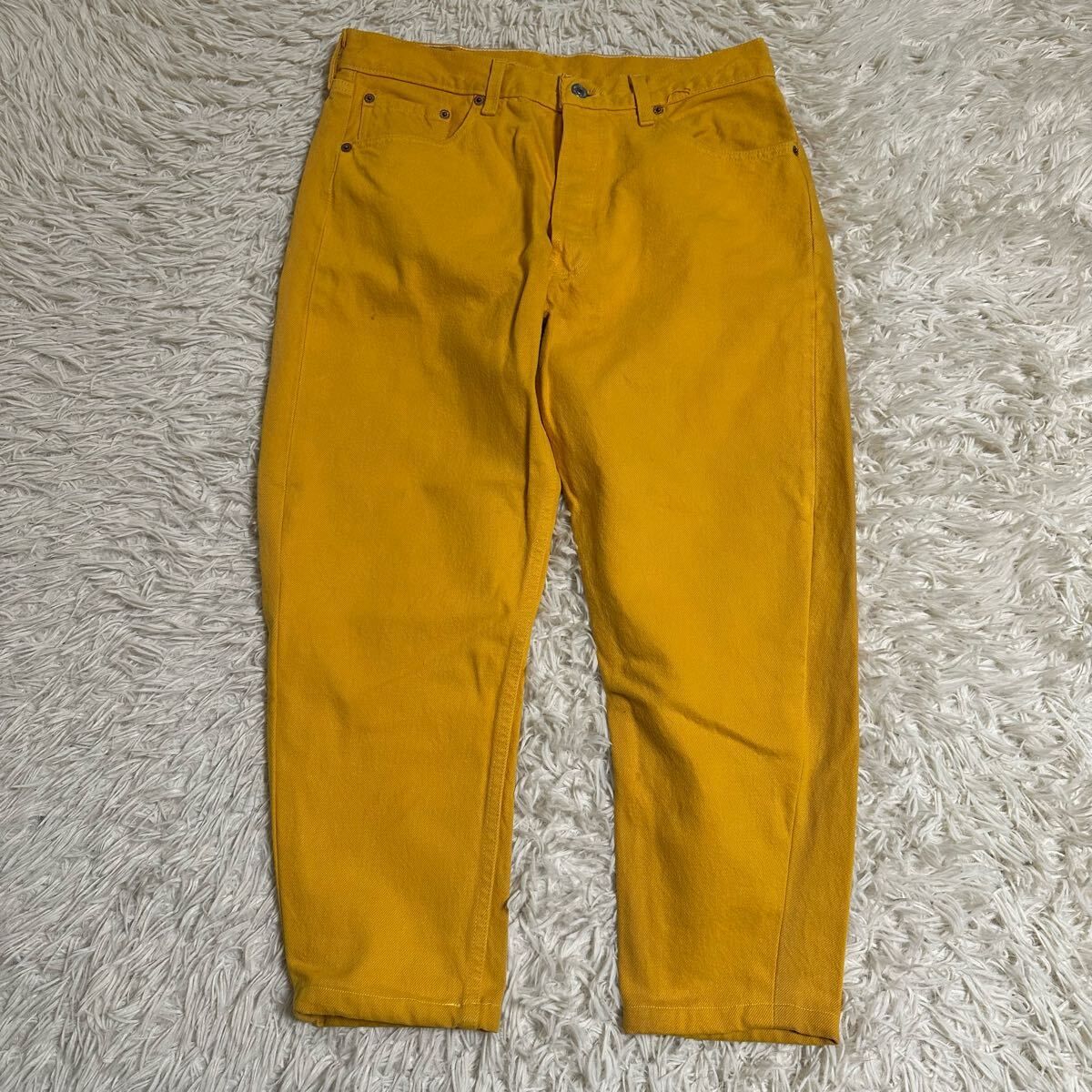 【LEVI'S】リーバイス W34 グロップド丈 デニム イエロー USA製