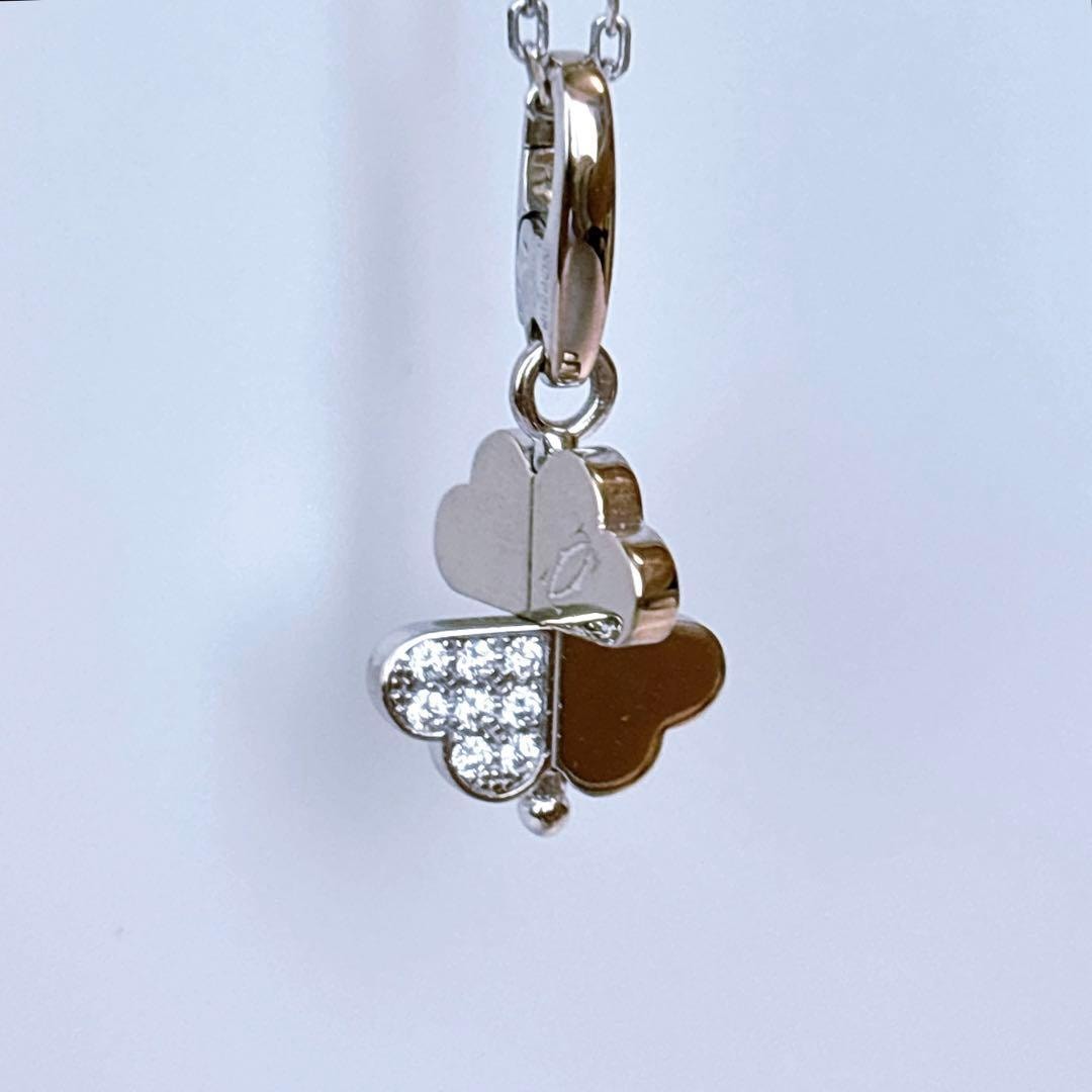 レア カルティエ　クローバー　ホワイトゴールド　ダイヤ　チャーム トレフル