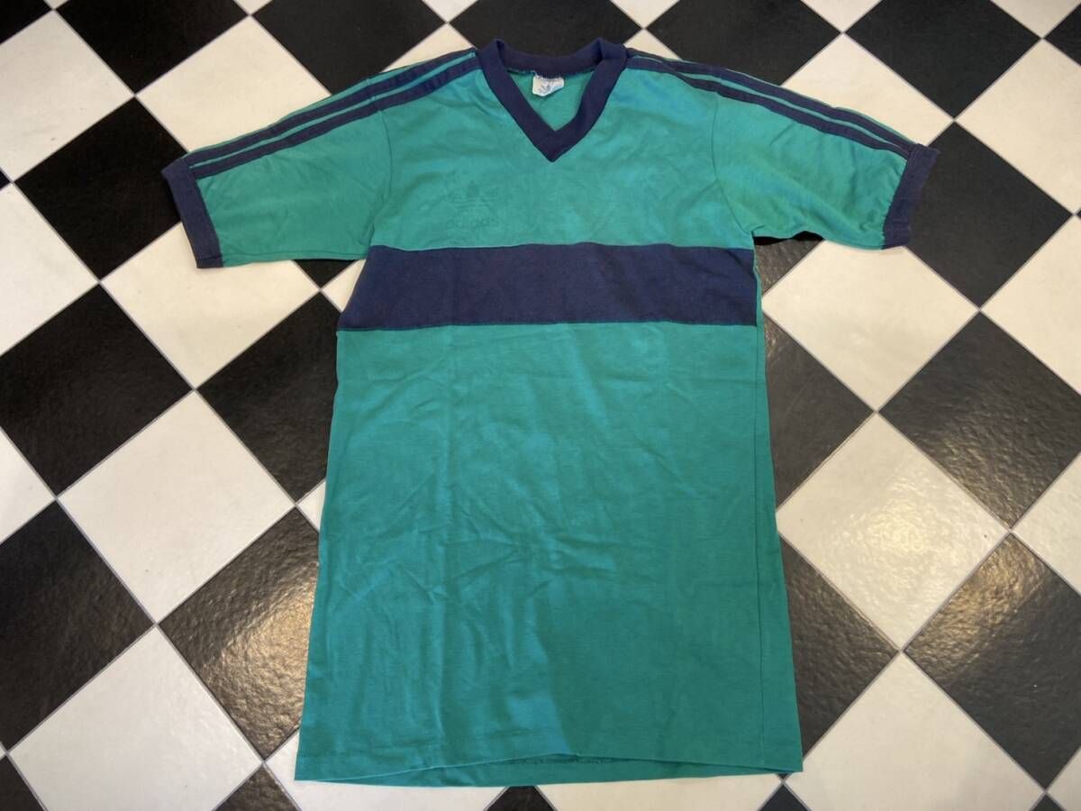 ◇adidas アディダス 80s ヴィンテージT VネックTシャツ MADE IN U.S.A. サイズM◇
