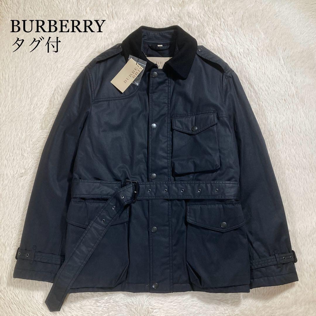 未使用タグ付 BURBERRY バーバリー ミリタリージャケット コットン 中綿入り ベルト付き
