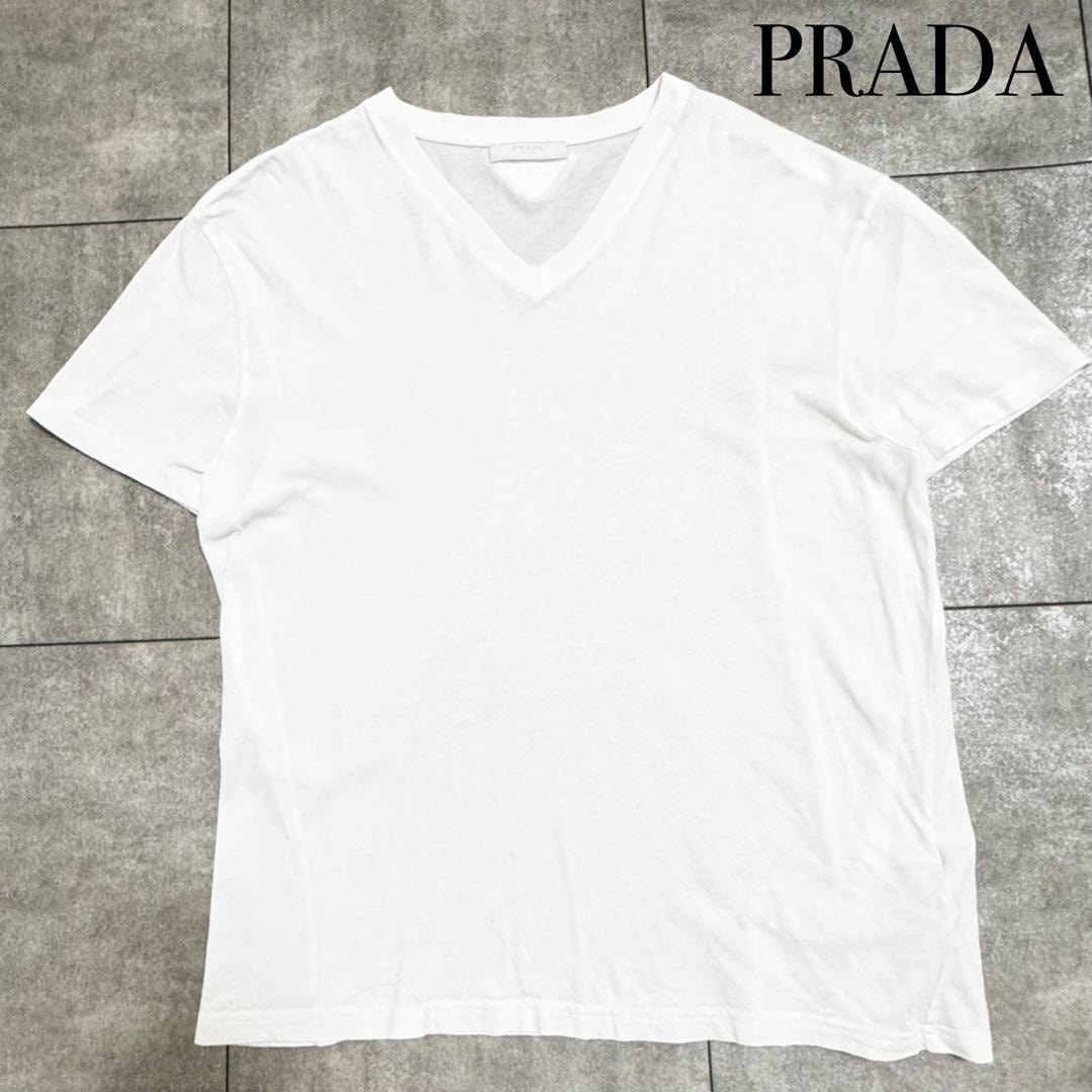 B (目立った傷や汚れなし)】PRADA プラダ Vネック 半袖 Tシャツ
