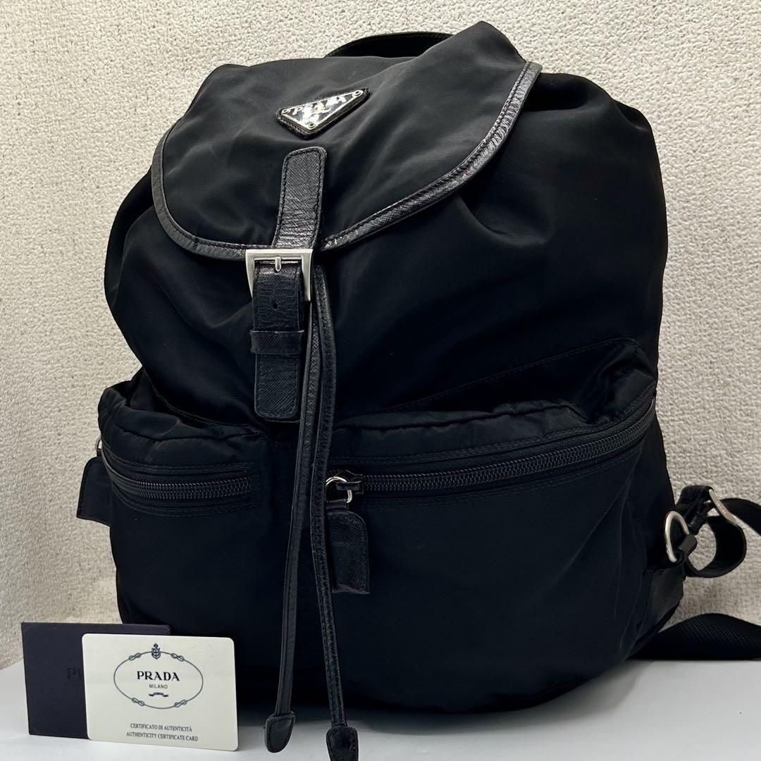 PRADA プラダ テスート ナイロン リュック バックパック ブラック 黒 レザー コンビ ユニセックス ミニマル デイリーユース