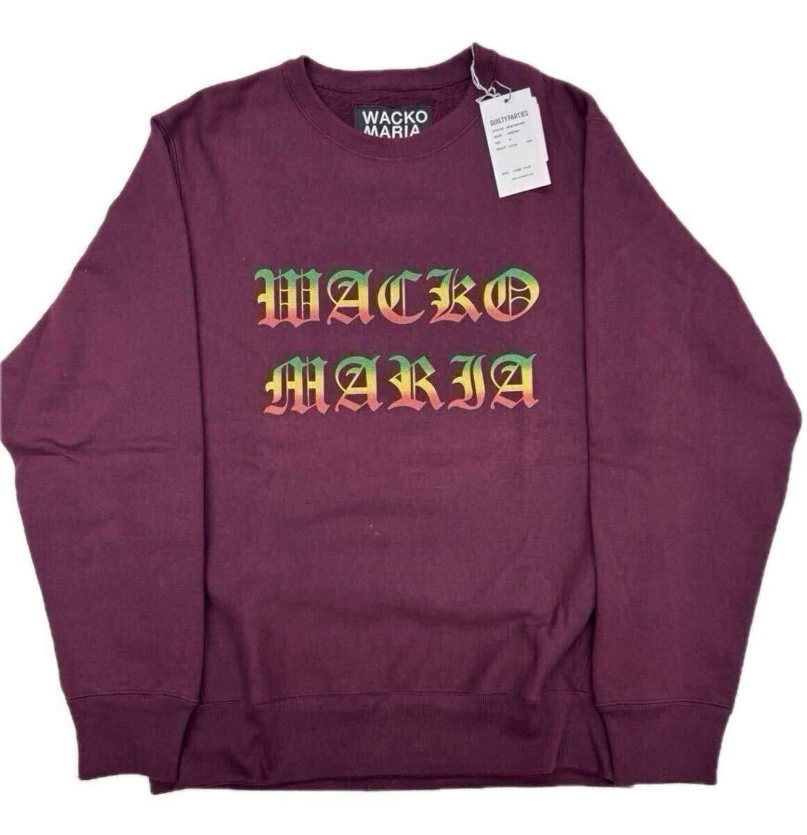 未使用品 定価19,800円 WACKOMARIA GUILTYPARTIES スウェット/M/コットン/BURGUNDY /HEAVY WEIGHT CREW NECK SWEAT SHIRT/ラスタカラー