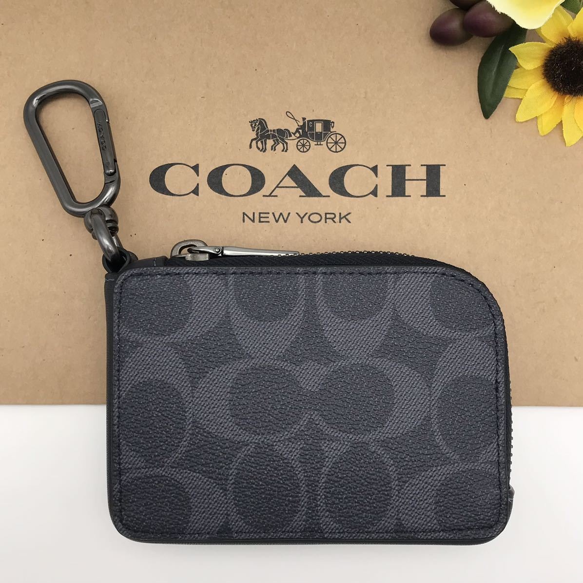 【COACH☆新品】デニム！ Lジップ キー ケース シグネチャー キャンバス！ 安く 買う 方法メンズ - 【COACH☆新品】デニム！ Lジップ キー