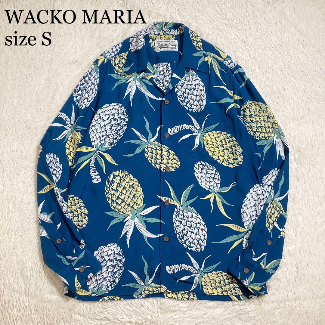 WACKO MARIA ワコマリア アロハシャツ 長袖 パイン柄 総柄 レーヨン ハワイアン