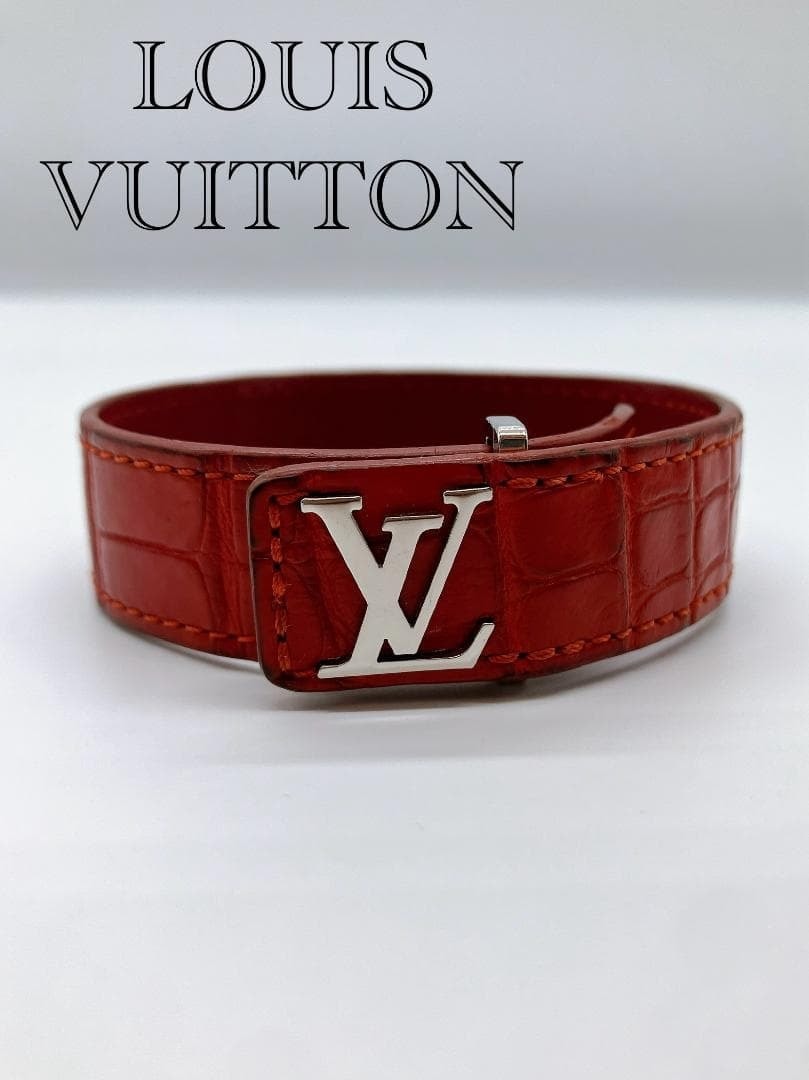 B (目立った傷や汚れなし)】LOUIS VUITTON レッド レザー ブレスレット