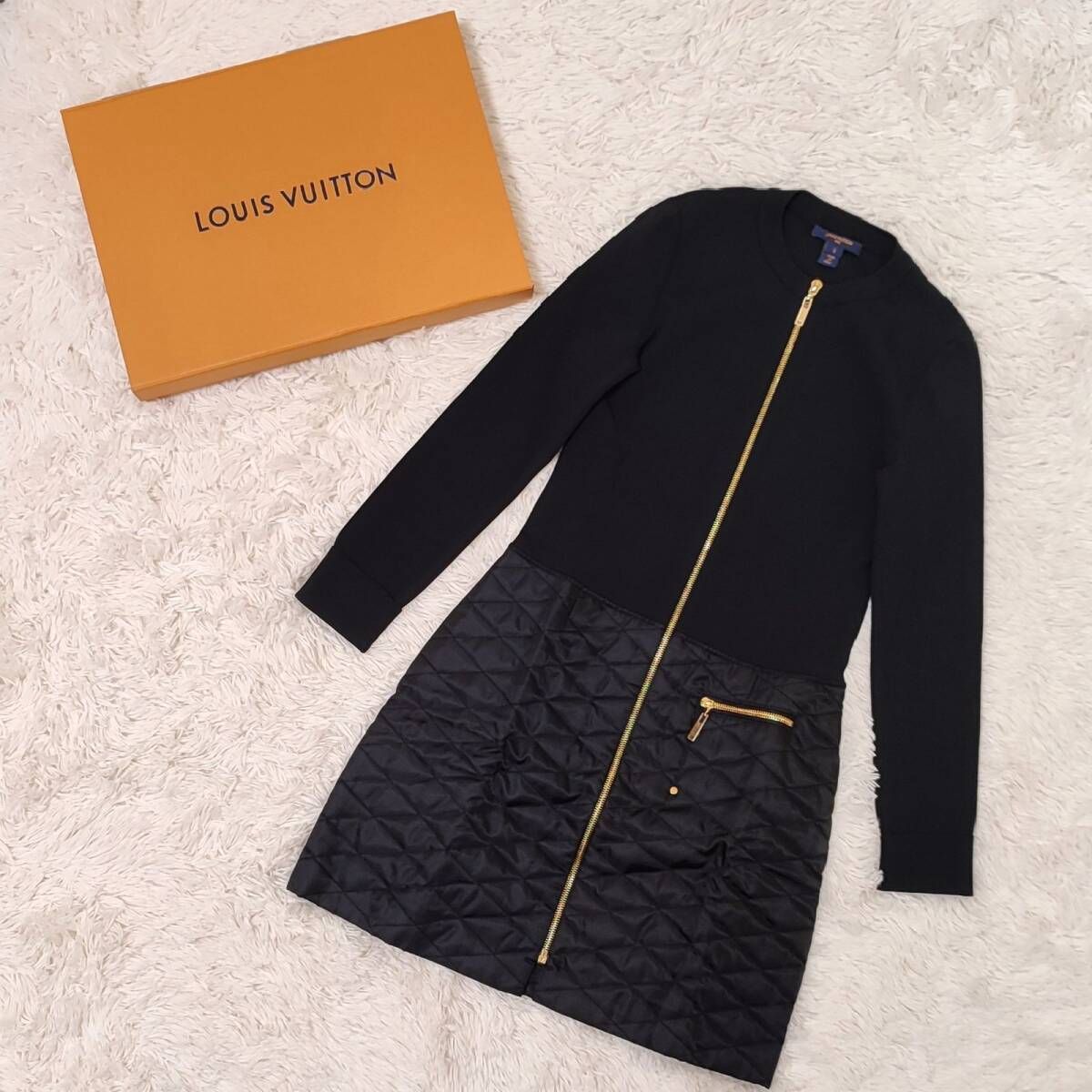 【未使用】LOUIS VUITTON　バイマテリアルAラインニットドレス