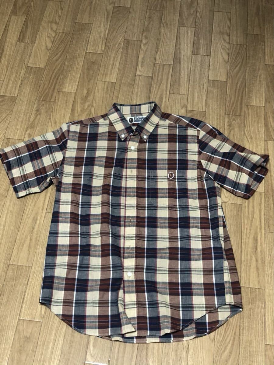 A BATHIG APE 半袖シャツMsize 赤チェック柄 試着のみ新品未使用品