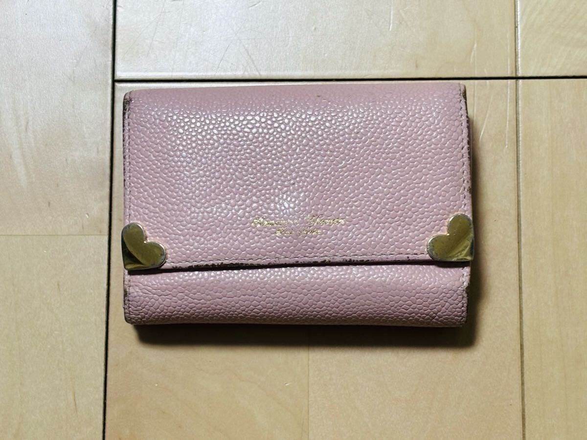 【中古品】サマンサタバサ 三つ折り財布 小銭入れ付き ピンク Samantha Thavasa Petit Choice 財布 ミニ財布