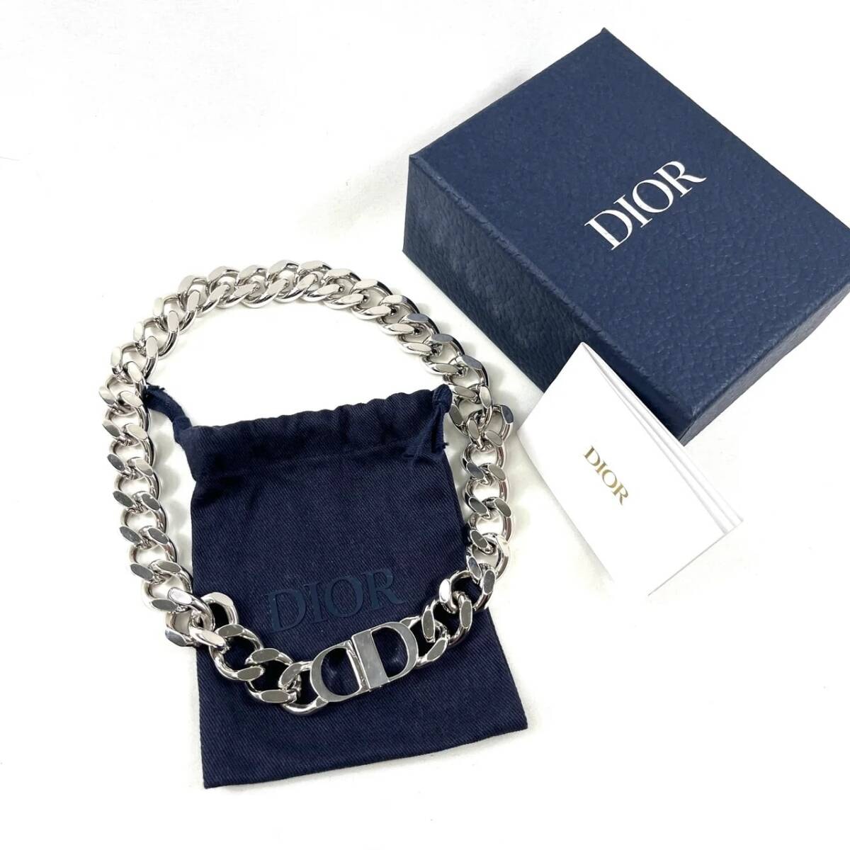 クリスチャンディオール CDアイコン 喜平 チェーンリンク ネックレス シルバー 箱