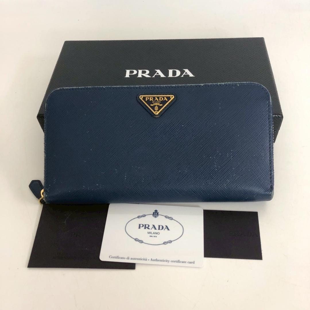 C (やや傷や汚れあり)】PRADA プラダ ラウンドファスナー 長財布