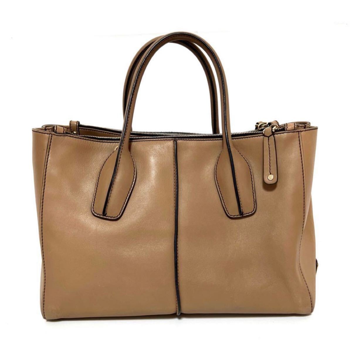 TOD'S トッズ Dスタイリング レザー ハンドバッグ ライトブラウン 手持ち 中古