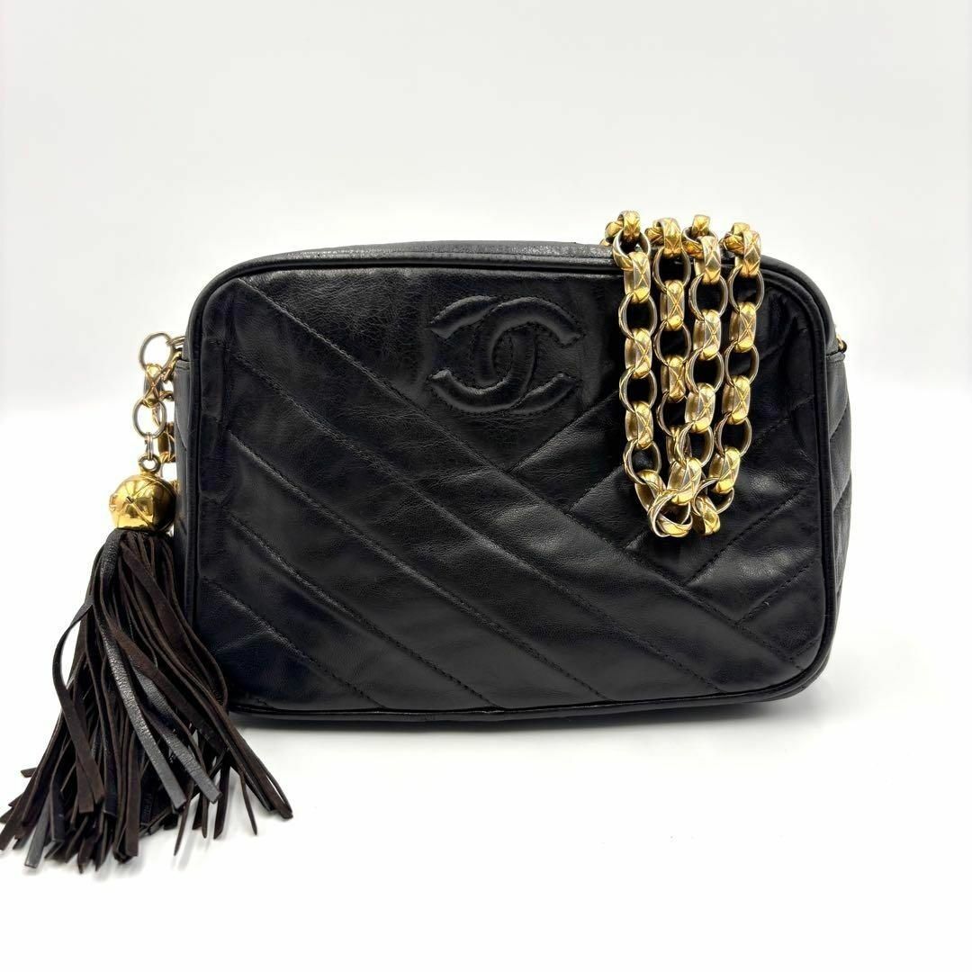 美品 CHANEL フリンジ チェーン ココマーク ショルダーバッグ