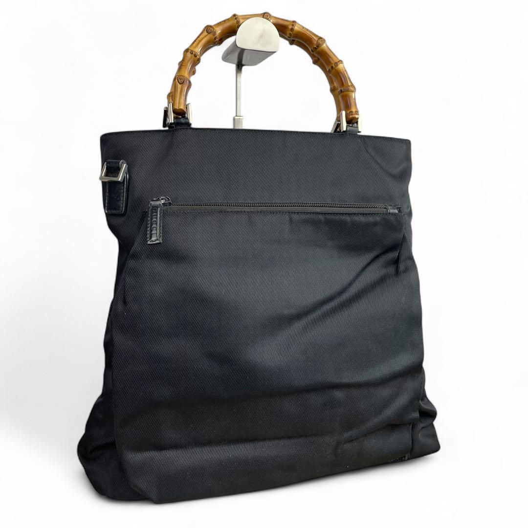 美品　オールドグッチ　バンブー　ナイロン　トートバッグ　ブラック　GUCCI　002　2122