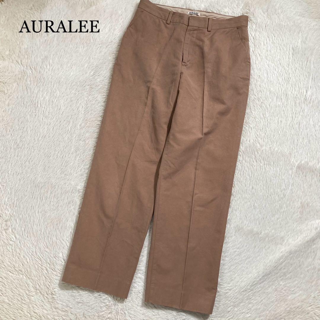 美品 AURALEE オーラリー ワイドパンツ スラックス コットン リネン サイズ4 ブラウン