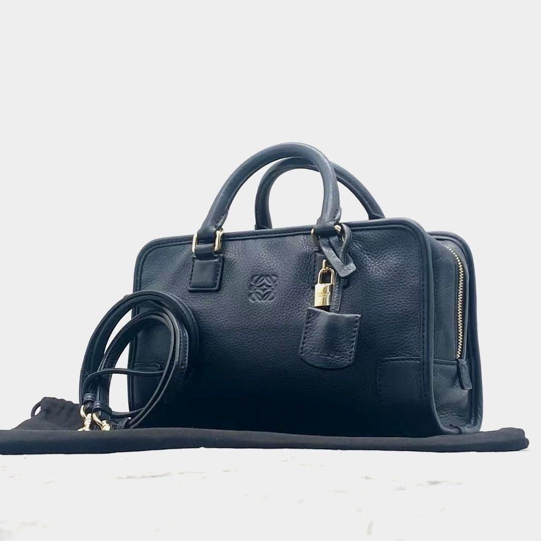 B (目立った傷や汚れなし)】美品 LOEWE ロエベ アナグラム ブラック 黒